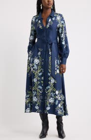 Chelsea28 Long Sleeve Belted Midi Shirtdress