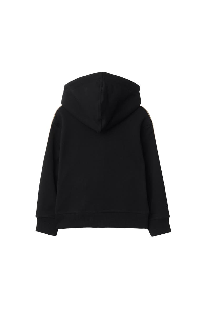 Burberry Check Trim Cotton Zip Hoodie, Alternate, color, Black