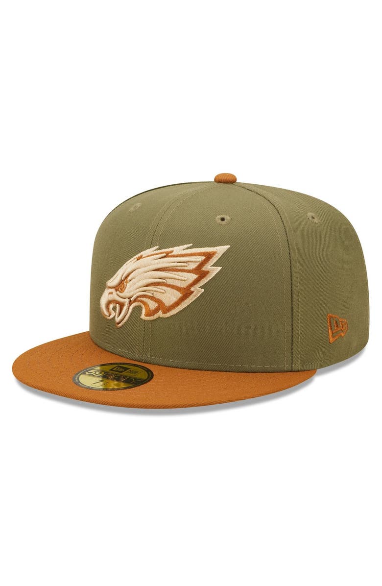 New Era Men's New Era Olive/Brown Philadelphia Eagles Toasted Peanut 59FIFTY Fitted Hat, Alternate, color, 