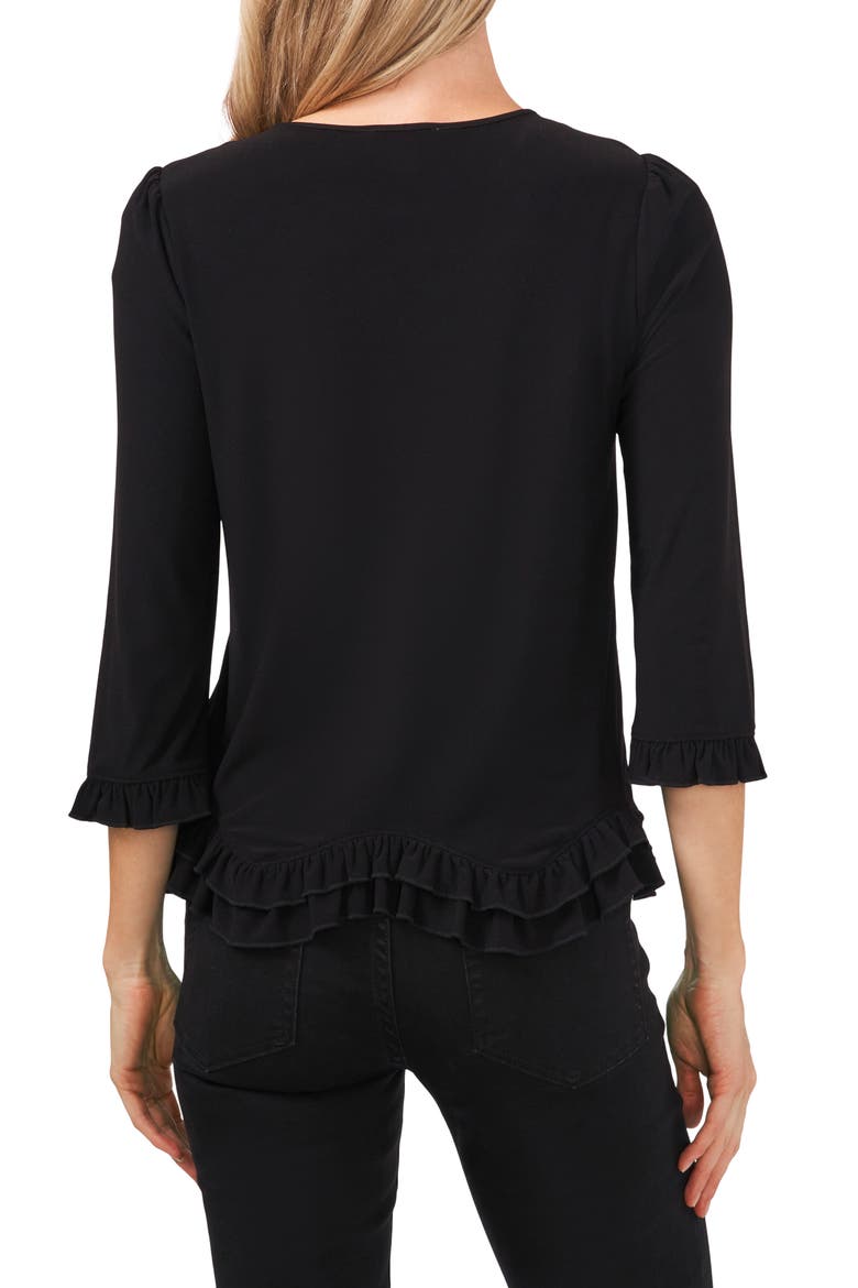 Ruffle Detail Knit Top, Alternate, color, RICH BLACK