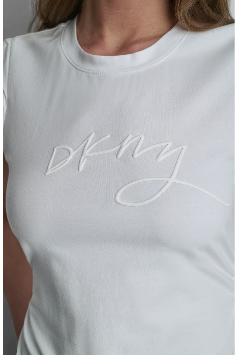 Script Ruched Cotton Blend Tank, Alternate, color, WHITE