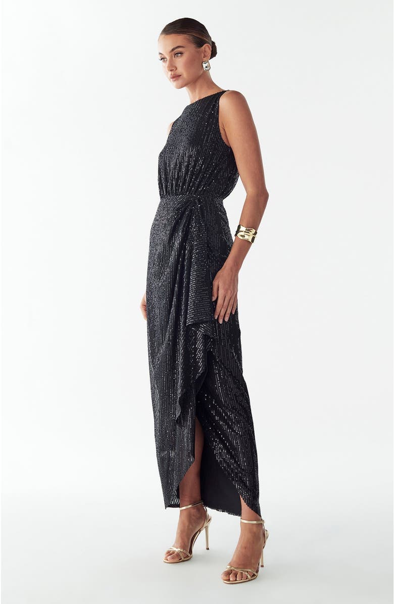 BWLDR Dewan Maxi Dress, Alternate, color, Black Sequin