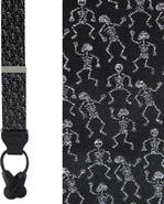 Trafalgar Big and Tall Davy Bones the Dancing Skeleton Silk Button End Suspenders