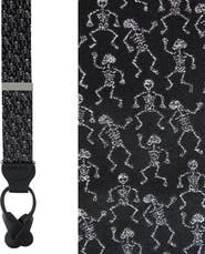 Trafalgar Big & Tall Davy Bones the Dancing Skeleton Silk Button End Suspenders