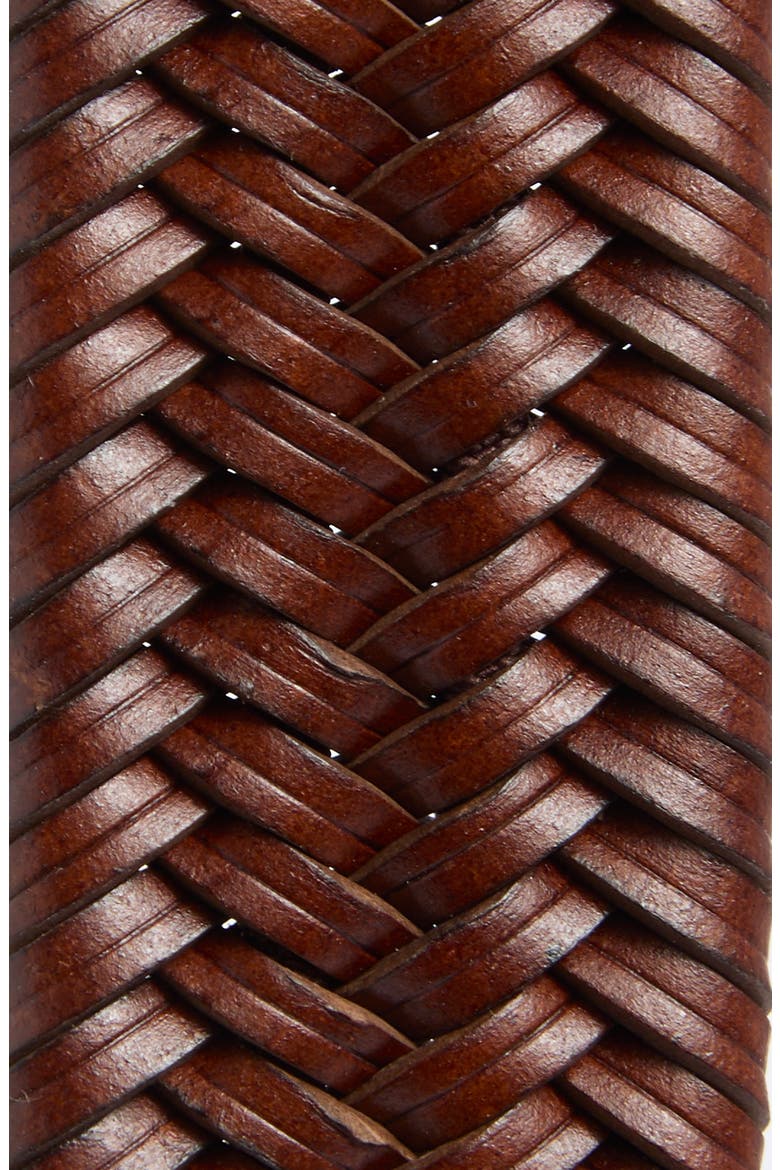Braided Leather Belt, Alternate, color, BROWN