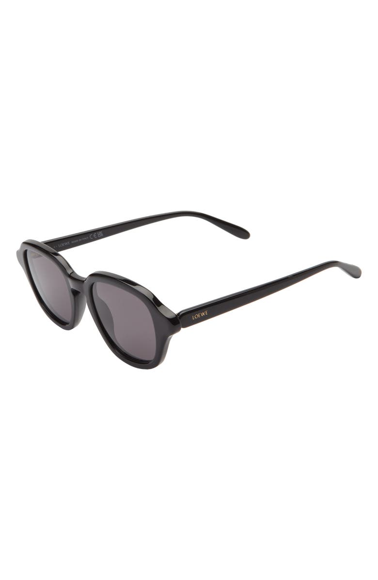 Loewe Slim Round Sunglasses, Alternate, color, Shiny Black / Smoke