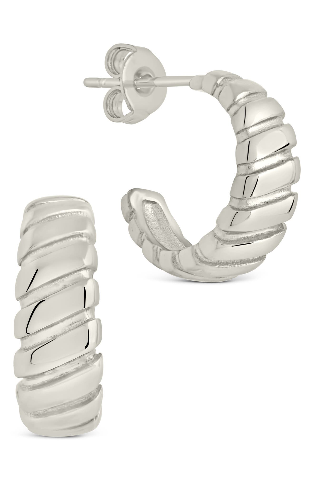 Sterling Forever Ribbed Huggie Hoop Earrings