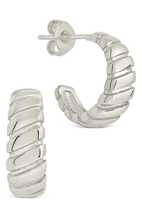 Ribbed Huggie Hoop Earrings