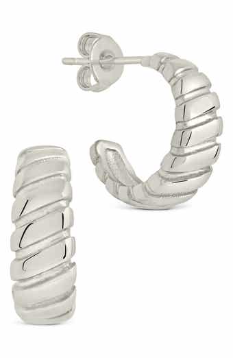 Sterling Forever Ribbed Huggie Hoop Earrings