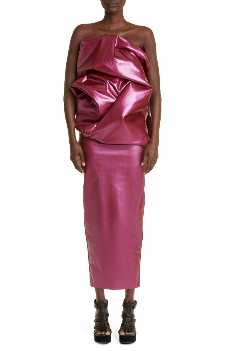 Rick Owens Coated Denim Maxi Pencil Skirt, Alternate, color,