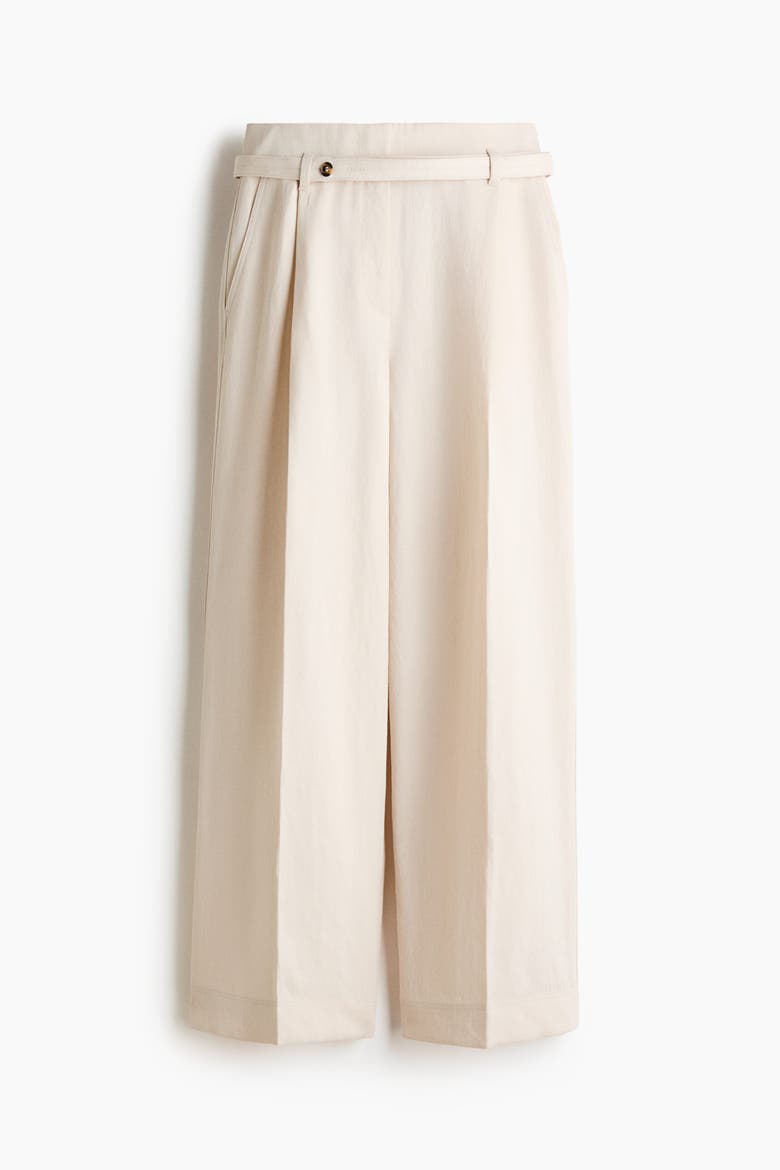 Wide-leg Pants With Belt, Alternate, color, Cream