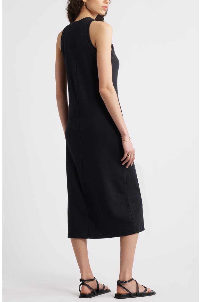 Stretch Cotton Ribbed Tank Dress, Alternate, color, BLACK