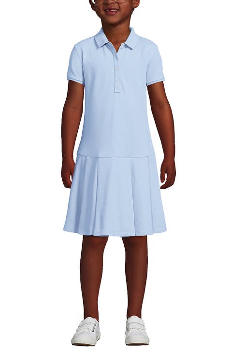 School Uniform Girls Short Sleeve Mesh Pleated Polo Dress