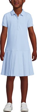 Lands' End School Uniform Girls Short Sleeve Mesh Pleated Polo Dress