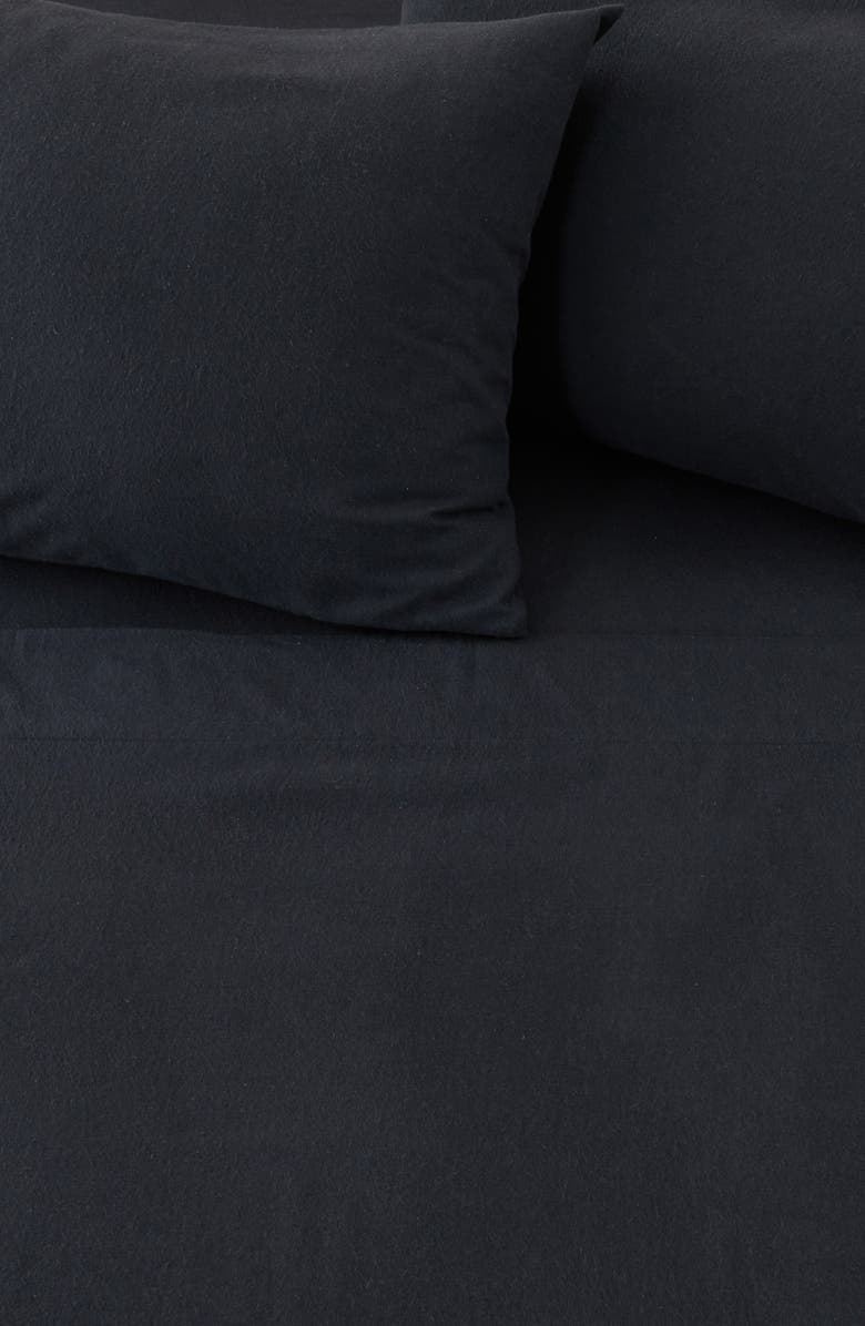 Woven & Weft Cotton Solid Flannel Sheet Set, Alternate, color, Black