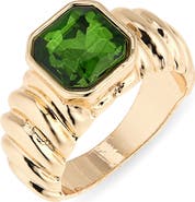 NORDSTROM RACK Crystal Ribbed Signet Ring