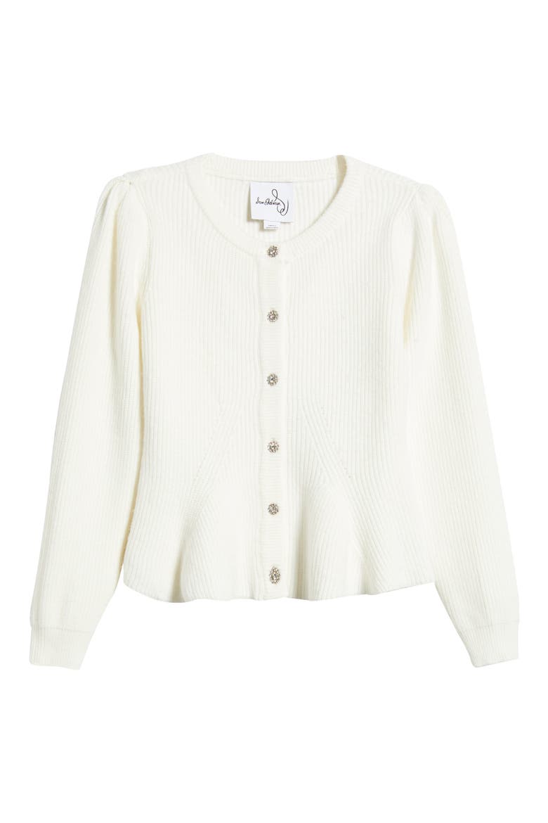 Keegan Peplum Cardigan, Alternate, color, GARDENIA