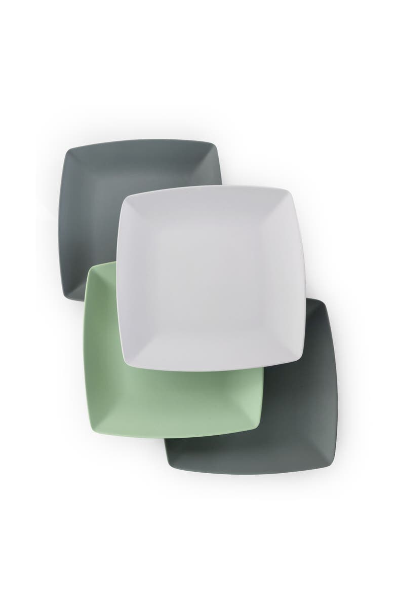 Gibson Home Grayson 4 Piece 8.5 Inch Square Melamine Dessert Plate Set, Alternate, color, Assorted