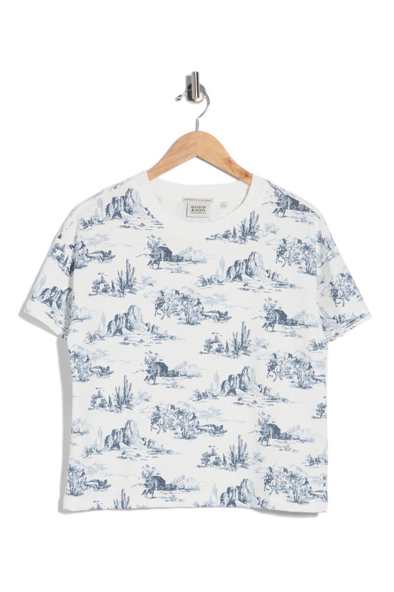 Dyed Boxy Crop Graphic T-Shirt, Alternate, color, BLUE TOILE
