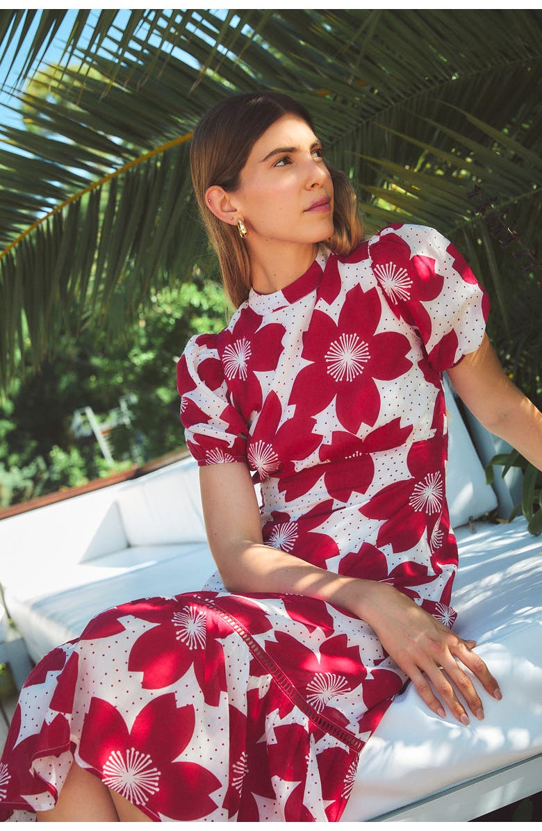 Ro's Garden Freya Midi Dress, Alternate, color, Burgundy Akari