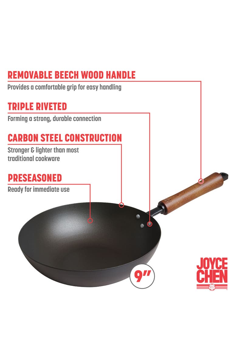 JOYCE CHEN Carbon Steel Preseasoned Stir Fry Pan, Alternate, color, Black
