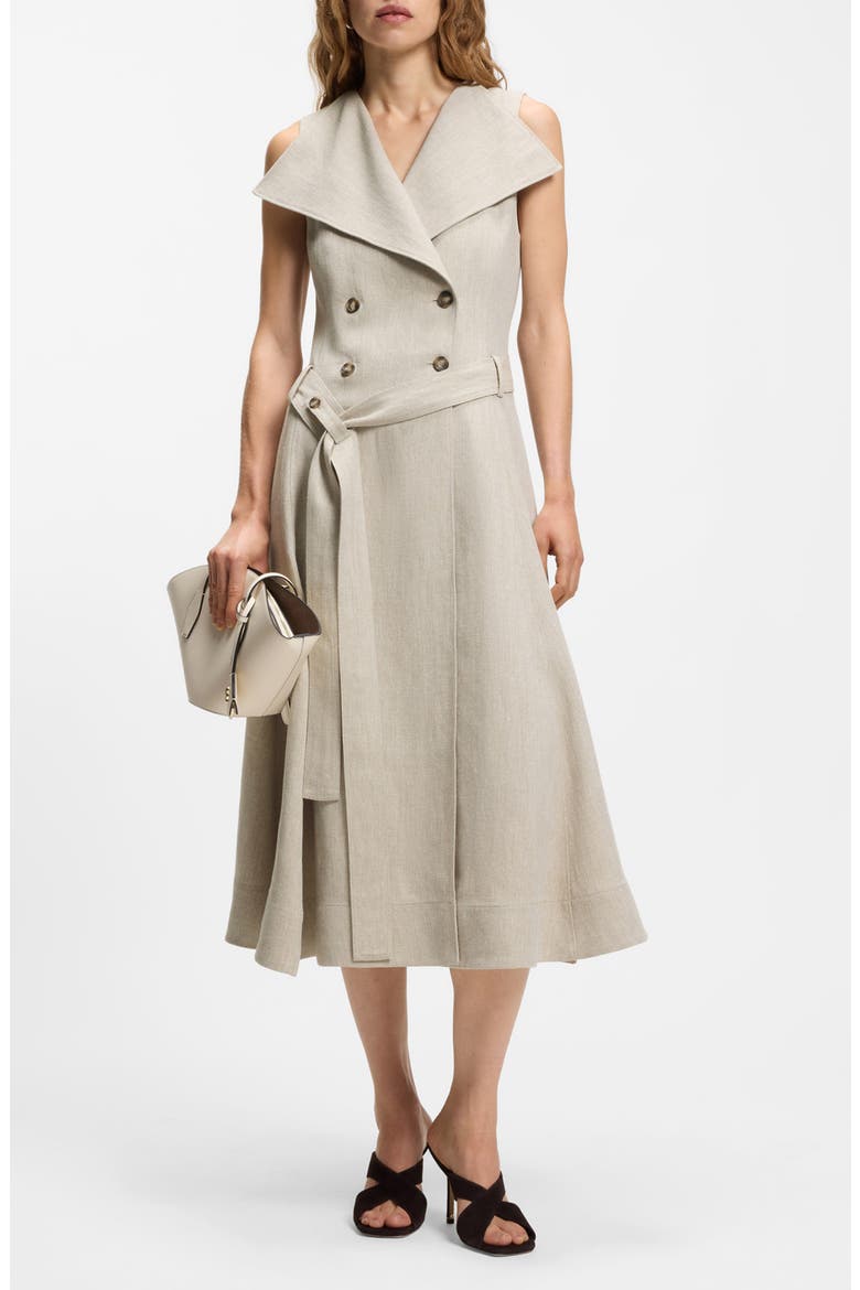 Datrena Trench Midi Dress, Main, color, HERRINGBONE LINEN