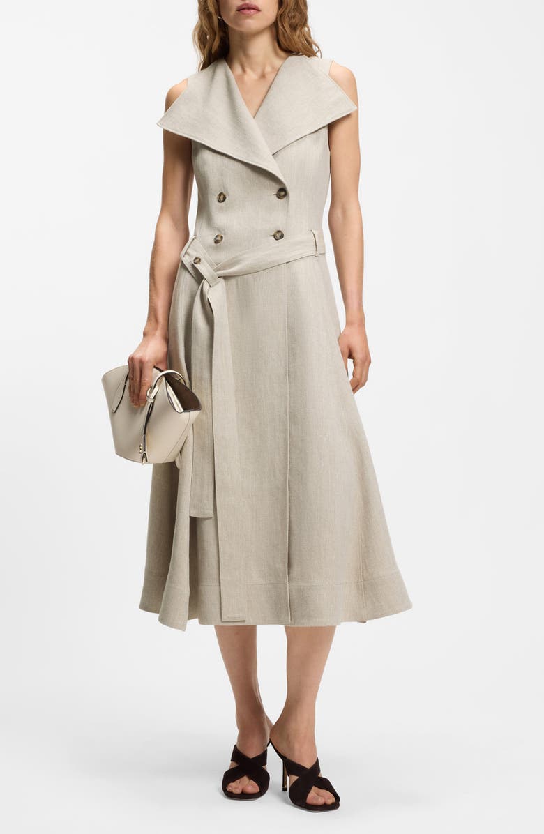 BOSS Datrena Trench Midi Dress, Main, color, Herringbone Linen