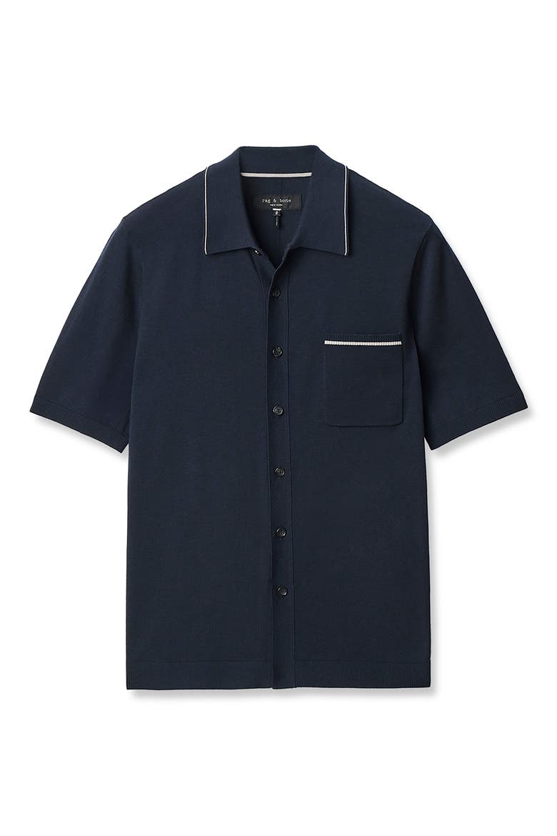 Conrad Silk & Cotton Dalton Knit Button-Up, Alternate, color, SALT