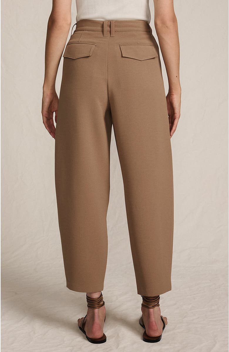 Lands' End Crepe High Rise Pleated Barrel Leg Ankle Pants, Alternate, color, Honey Beige