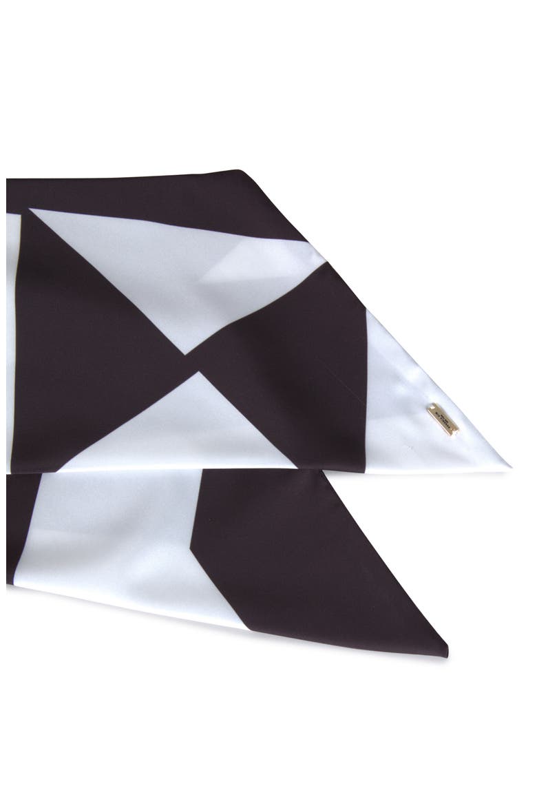 Babs Geometric Satin Head Scarf, Alternate, color, BLACK/ WHITE