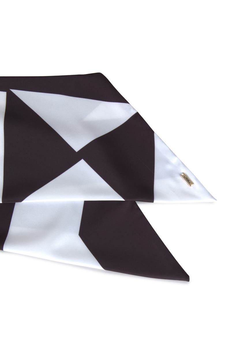 Eugenia Kim Babs Geometric Satin Head Scarf, Alternate, color, Black/ White