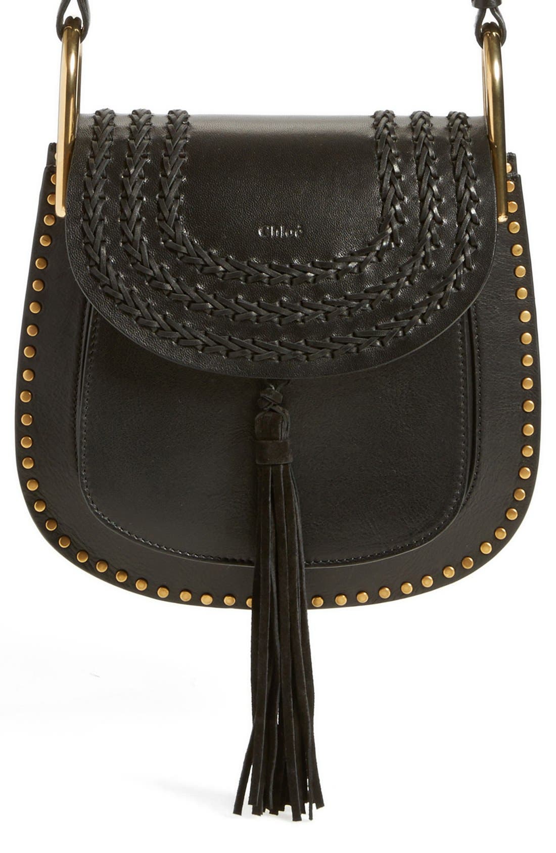 Chloé 'Small Hudson' Studded Calfskin Leather Crossbody Bag, Main, color, 