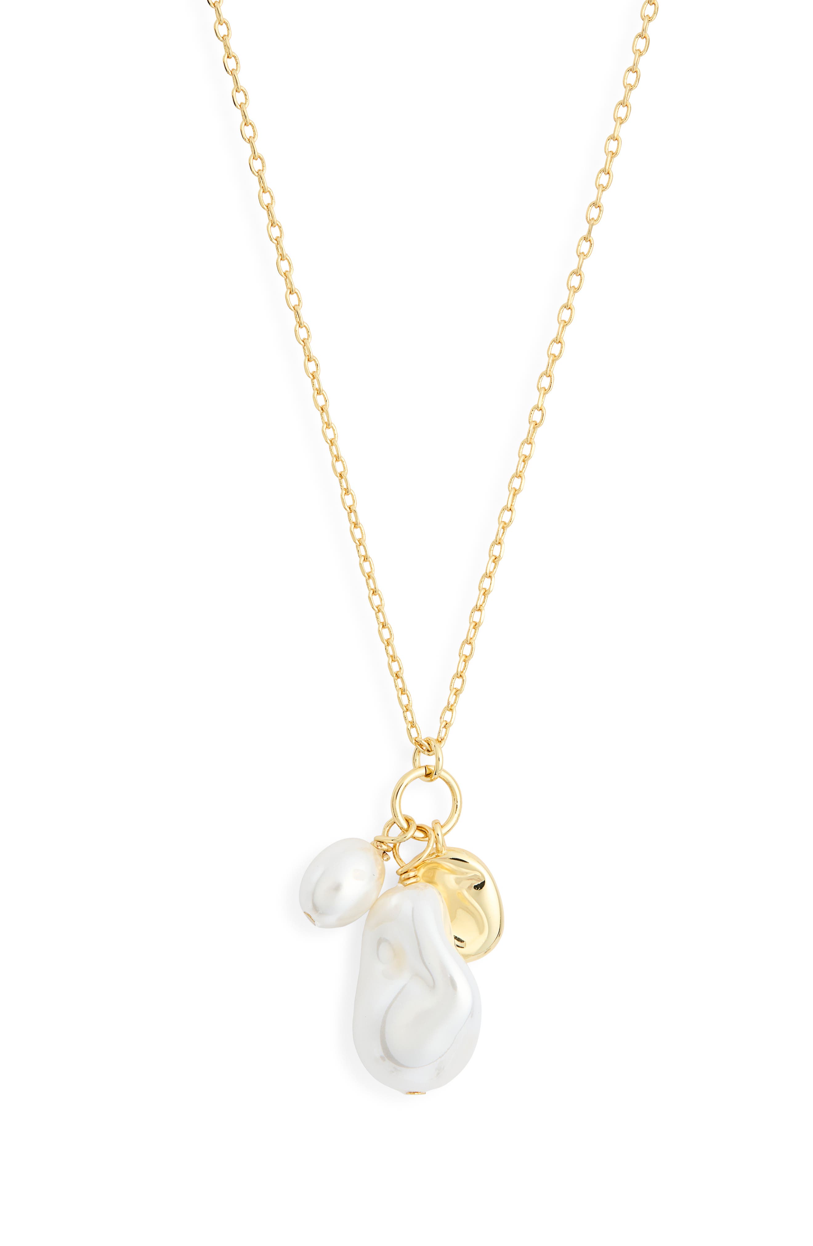 NORDSTROM RACK Demi Fine Faux Pearl Charm Necklace