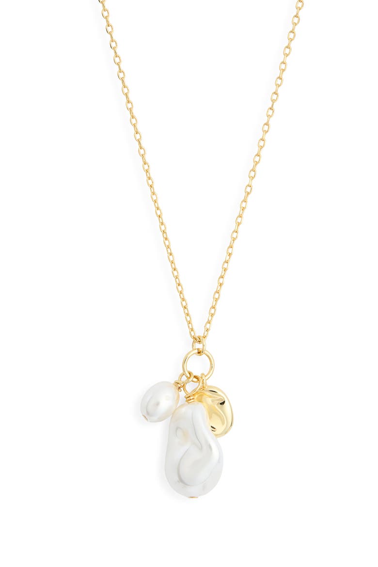 Demi Fine Faux Pearl Charm Necklace, Main, color, CLEAR- WHITE- GOLD