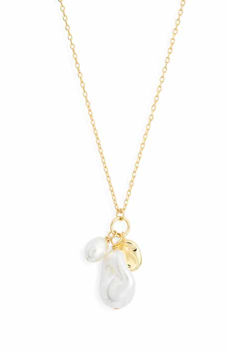 NORDSTROM RACK Demi Fine Faux Pearl Charm Necklace
