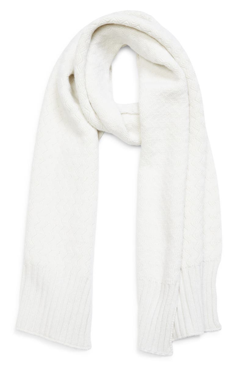 Missoni Metallic Zigzag Wool Blend Scarf, Alternate, color, 0003 White