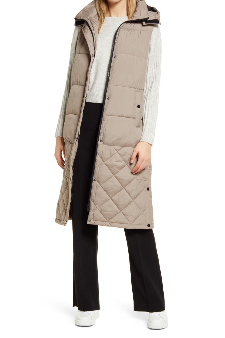 Mix Quilt Puffer Vest, Main, color, TAN ICED COFFEE
