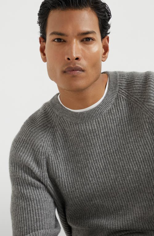 Brunello Cucinelli English Rib Knit Sweater In Dark Grey