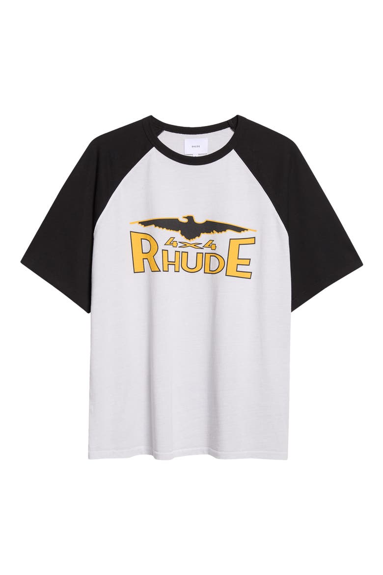 4 x 4 Spirit Raglan Sleeve Graphic T-Shirt, Main, color, WHITE/ BLACK/ YELLOW