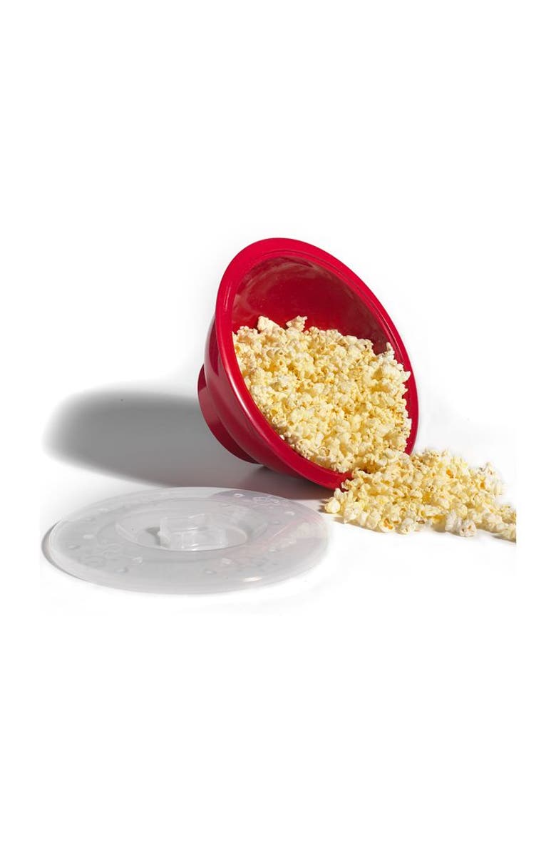 Norpro Microwave Popcorn Popper with Lid, 10.5-Inch, Red, Alternate, color, Red