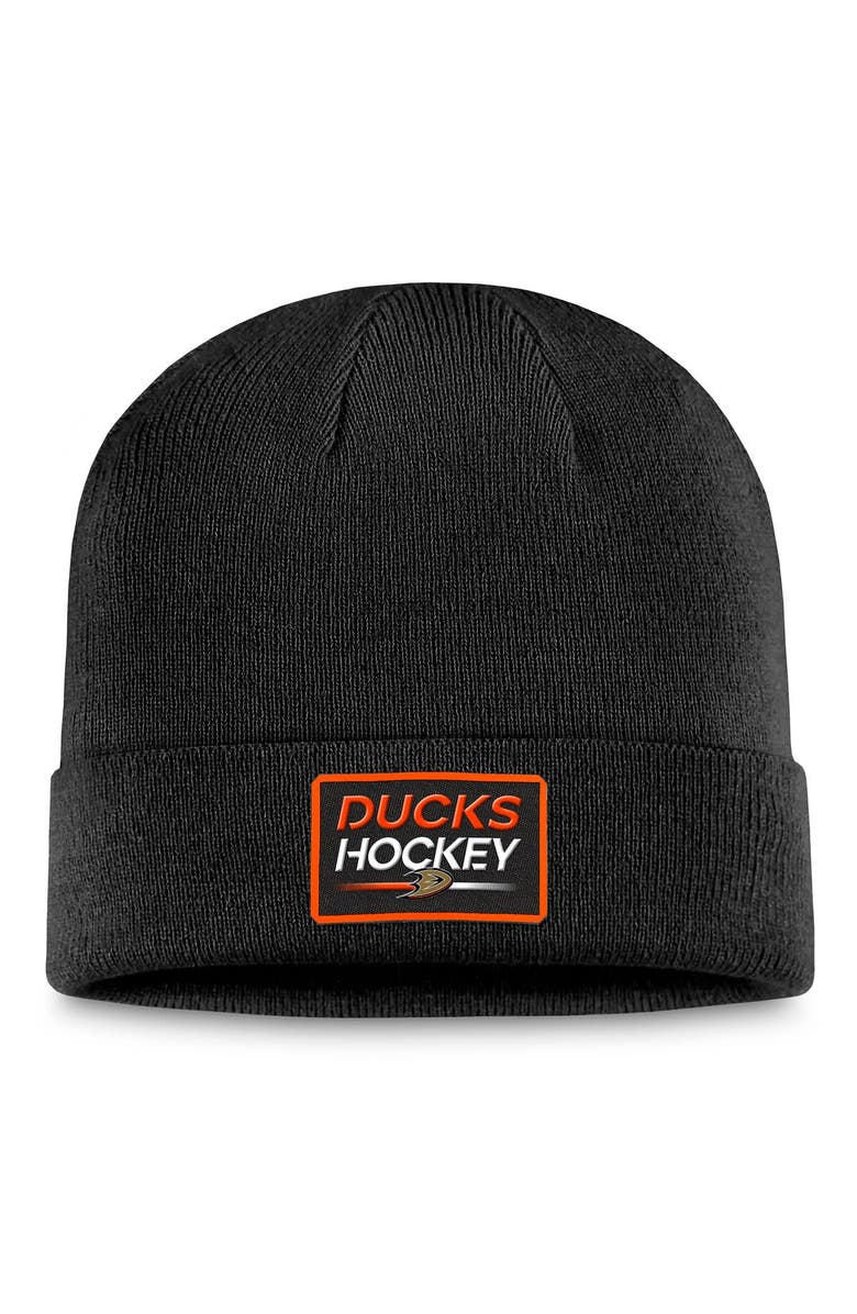 FANATICS Men's Fanatics Branded  Black Anaheim Ducks Authentic Pro Cuffed Knit Hat, Main, color, 
