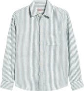 ALEX CRANE Cloud Stripe Organic Cotton Flannel Button-Up Shirt