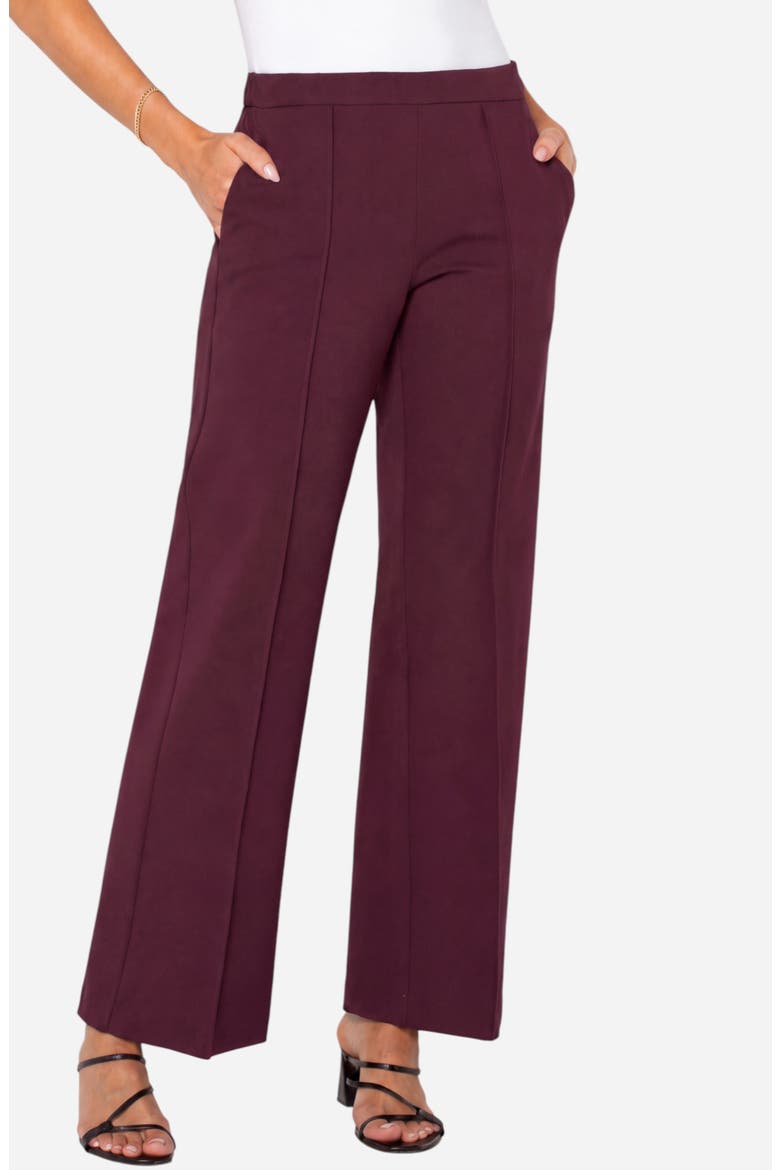 Kayla Wide Leg Pull-On Trousers, Main, color, DARK OXBLOOD