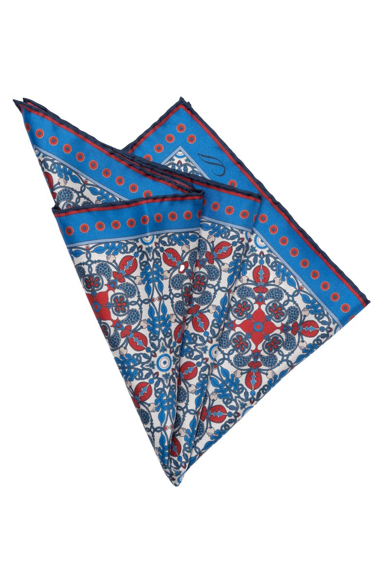 Elizabetta Nebbiolo - Silk Pocket Square for Men, Alternate, color, Blue And Red
