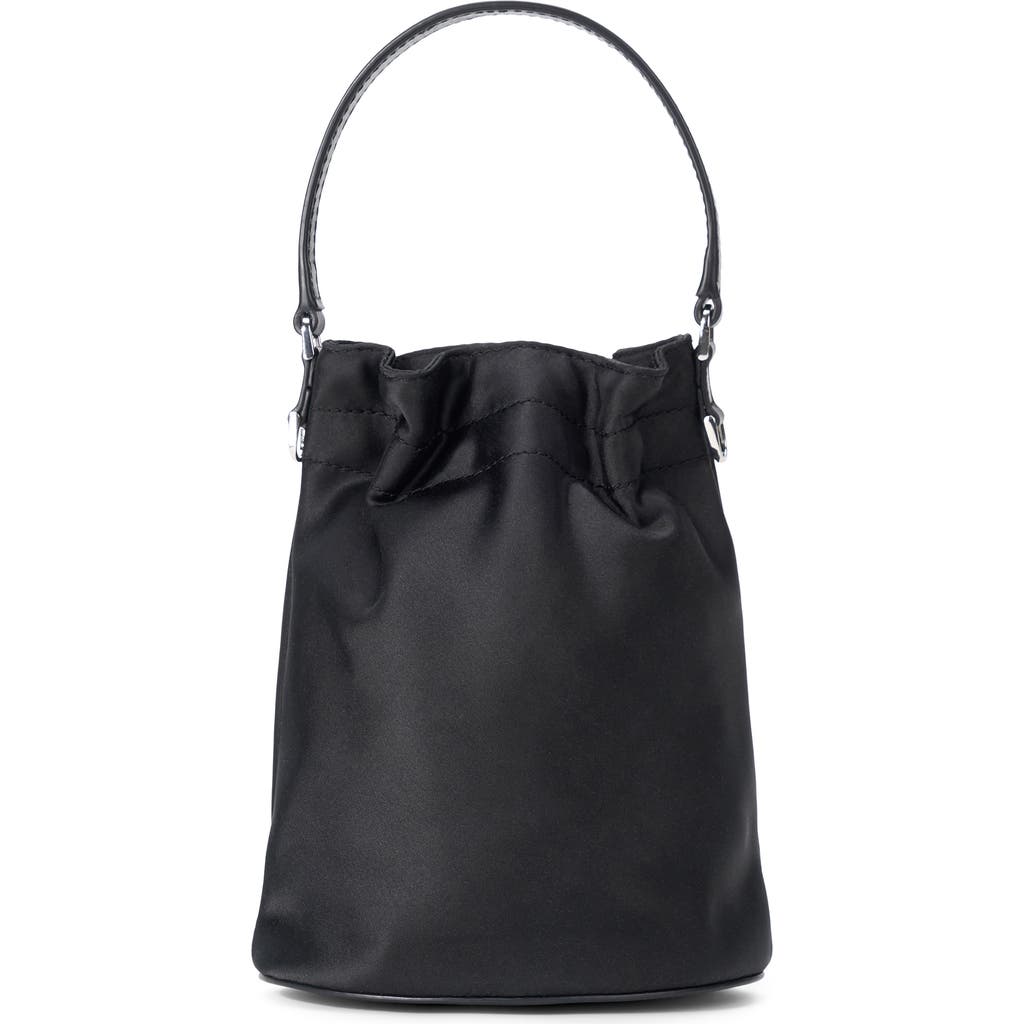 Staud Lila Satin Mini Bucket Bag In Black