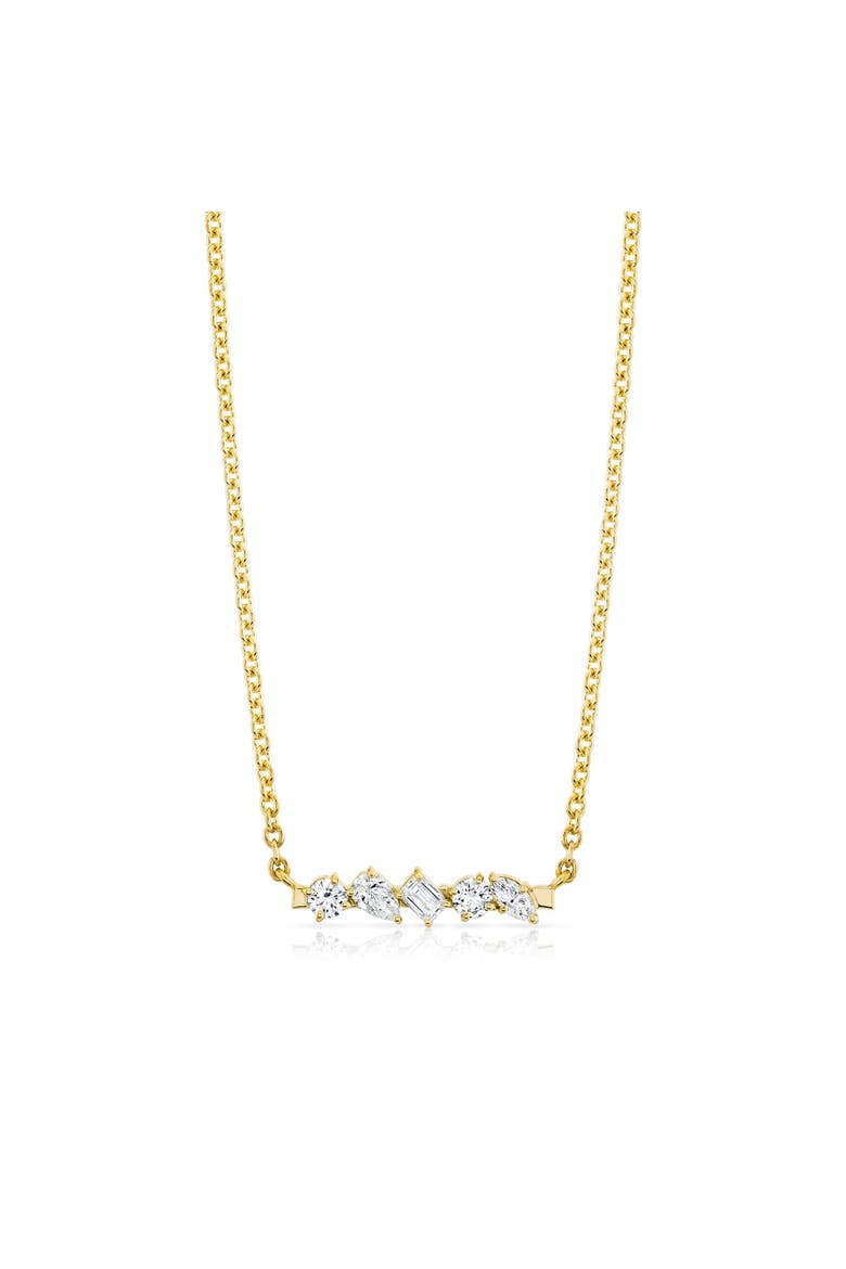 Mini Montage Mixed Cut Diamond Bar Necklace, Alternate, color, 18K Yellow Gold