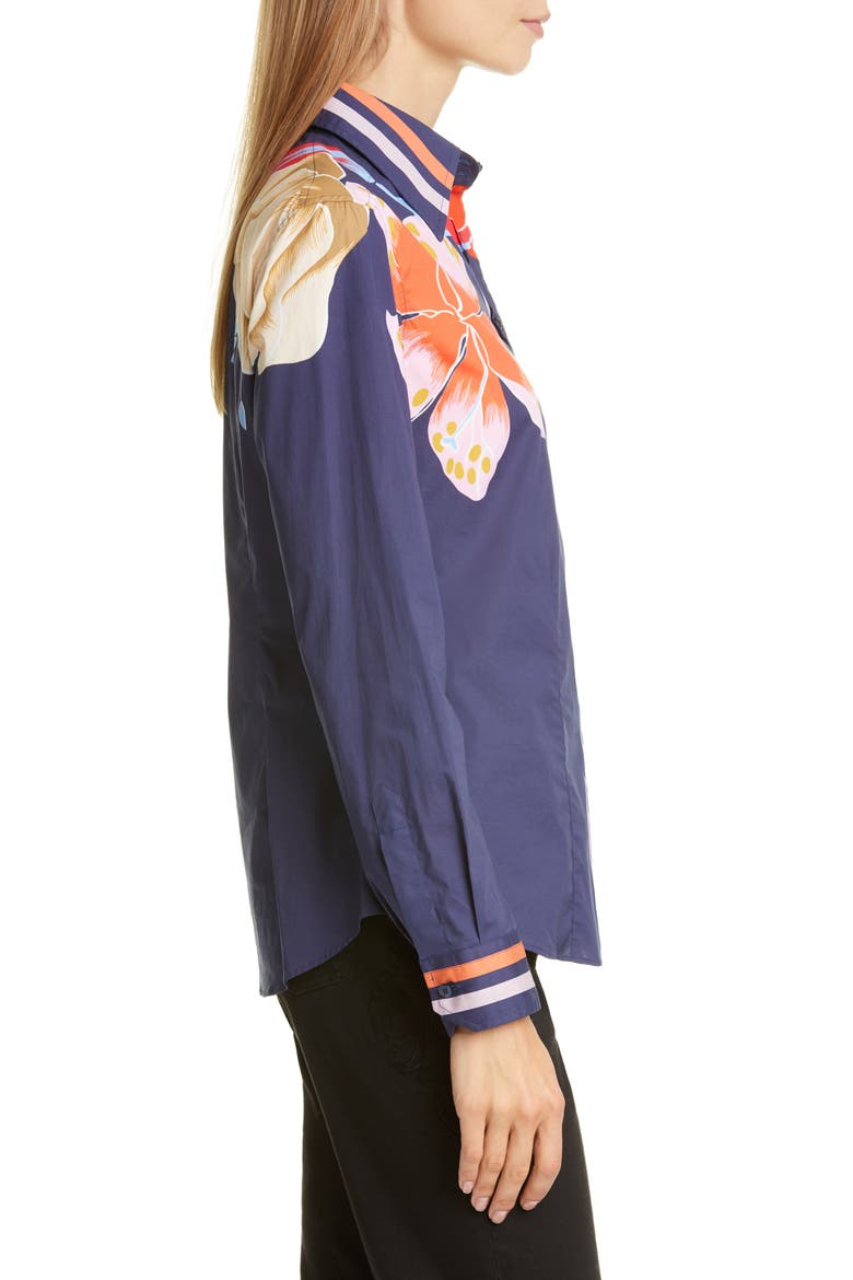 Pop Lily Print Shirt, Alternate, color, NAVY