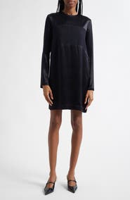 Emporio Armani Long Sleeve Mixed Media Shift Dress