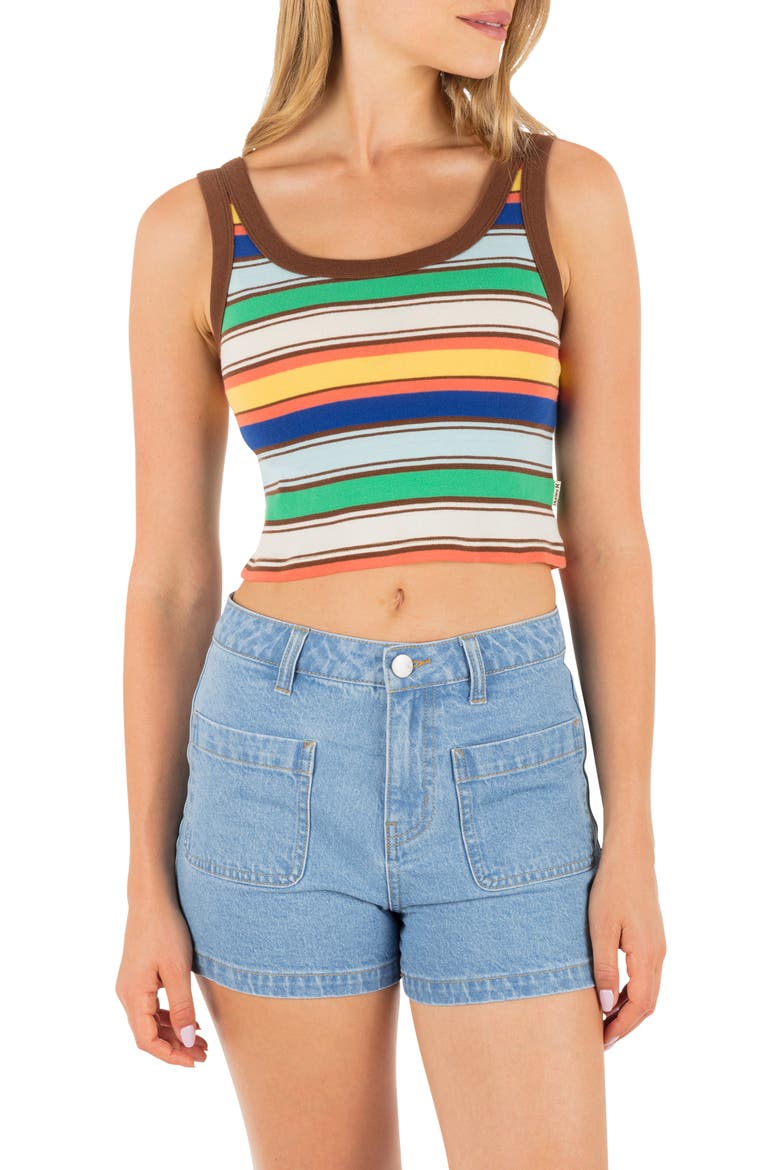 Haze Stripe Crop Tank, Main, color, CHOCOLATE