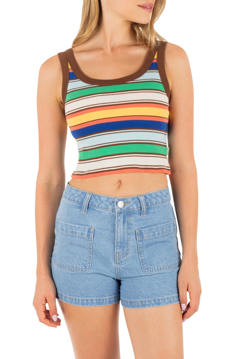 Hurley Haze Stripe Crop Tank, Main, color, Chocolate